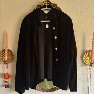 Briggs New York Vintage Black Velvet Button-Front Jacket Shell